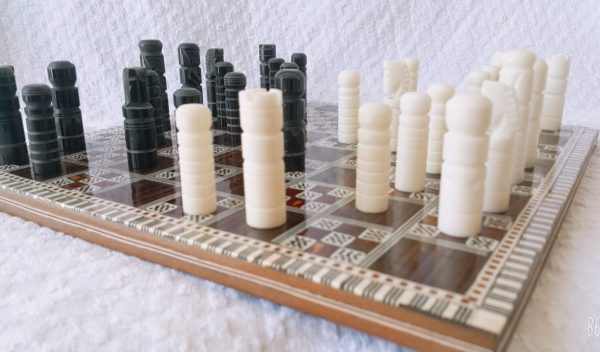 Chess Set 1301S02 Seashell - Sadaf - Mother of Pearl Inlay Wood 30cm 12in