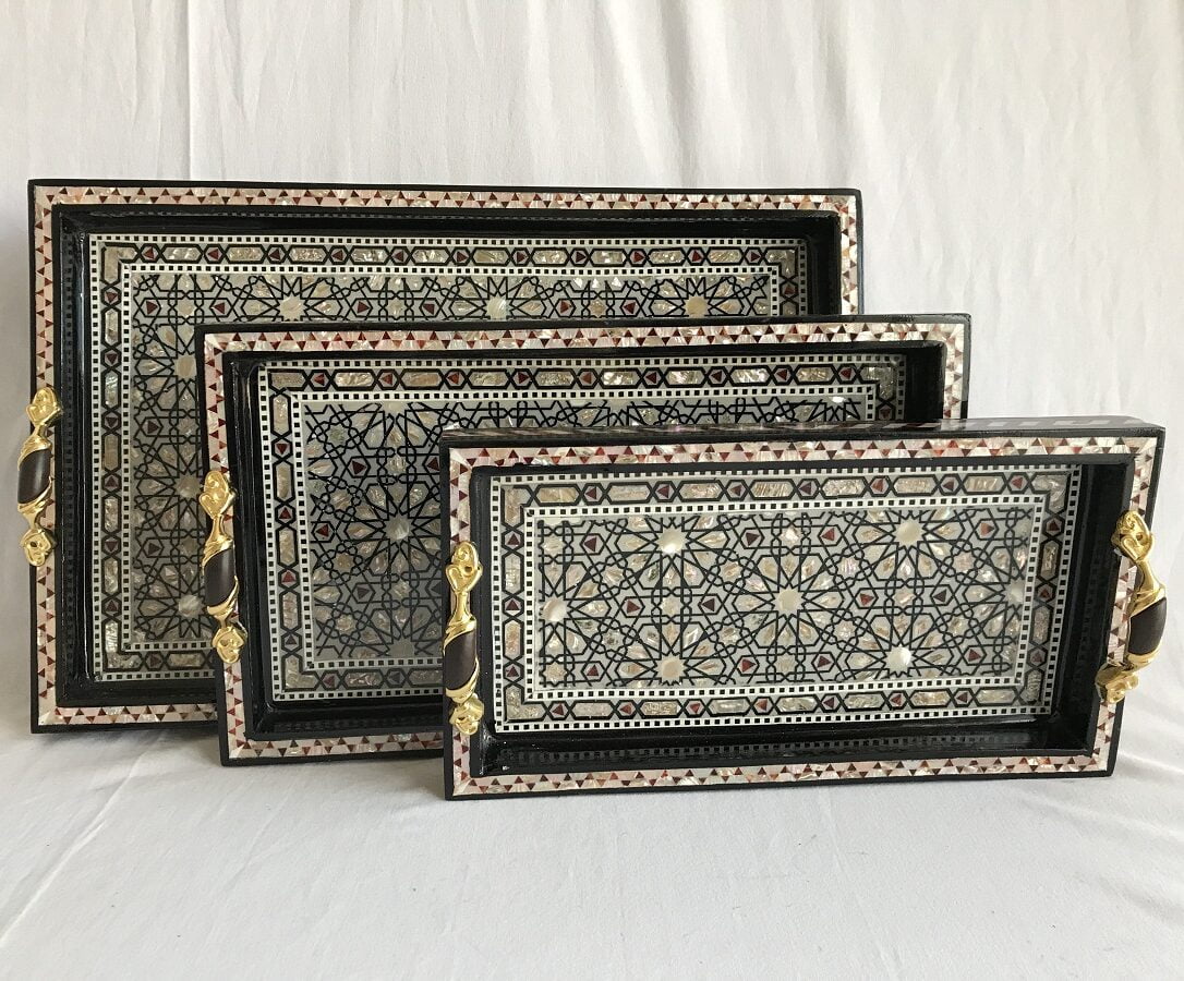 Serving Tray Set 3 Pieces Rectangular 663S13a