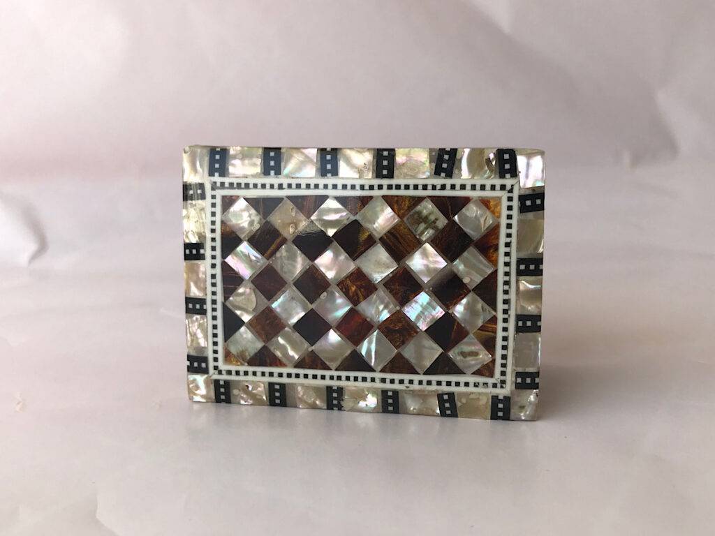 Jewellery Box Luxury Tetragonal 2562S13 7x5x4cm Seashell Sadaf Mother of Pearl Inlay Wood