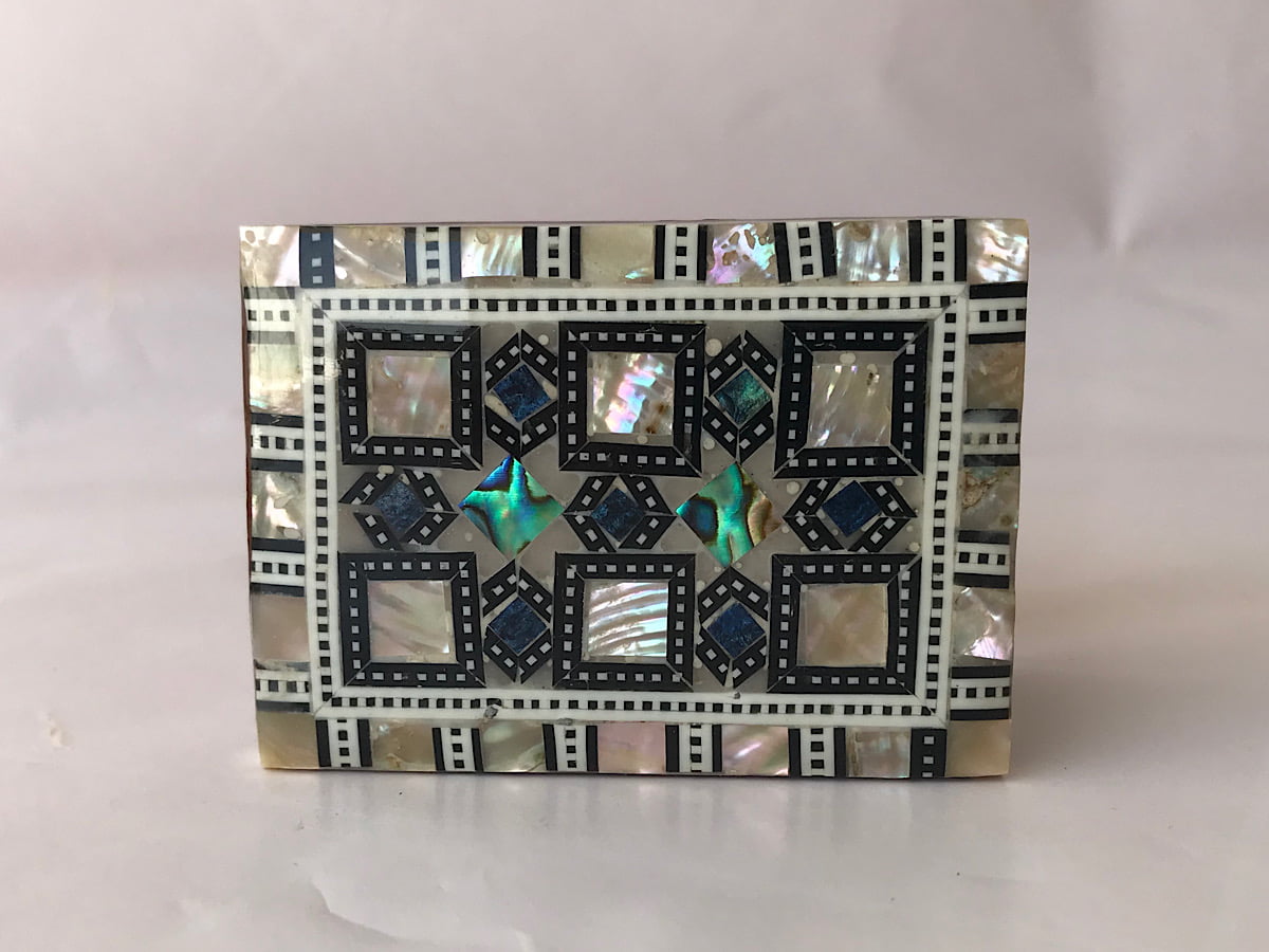 Jewellery Box Luxury Tetragonal 2568S13 7x5x4cm Seashell Sadaf Mother of Pearl Inlay Wood